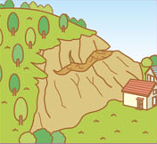 イラスト:急傾斜地のひび割れ