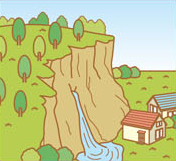 イラスト:急傾斜地のわき水