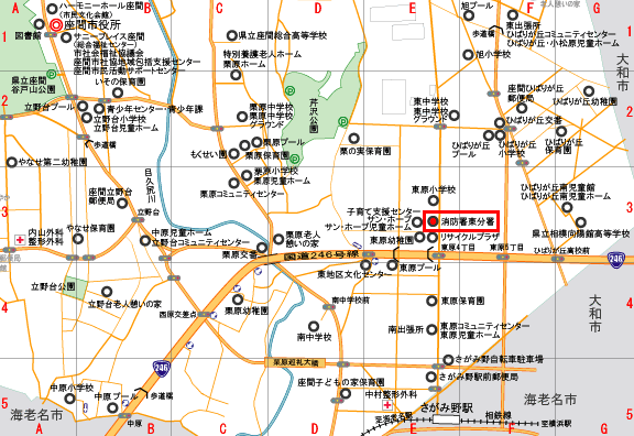 地図：消防署東分署周辺