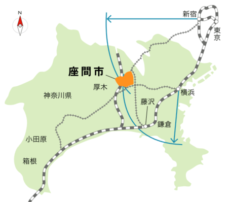 地図：座間市位置