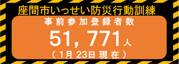画像：座間市いっせい防災行動訓練事前参加登録者数51,771人（1月23日現在）