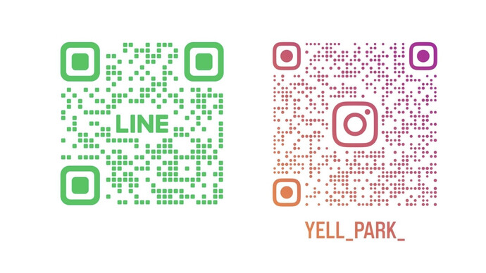画像：（左）YELL PARK公式LINE2次元コード（右）YELL PARK公式Instagram2次元コード