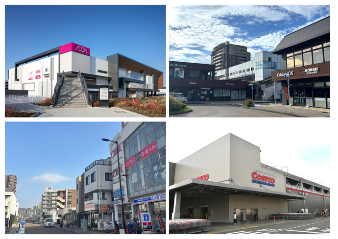 イオンモール座間外観写真、座間駅前写真、相武台前写真、コストコ座間倉庫店外観写真