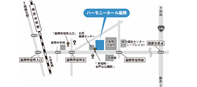 画像：ハーモニーホール座間周辺地図